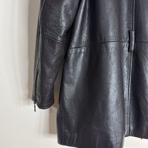Vtg Wilsons thinsulate Leather jacket Asymmetrical Zip Lined chocolate Brown S - Picture 15 of 16